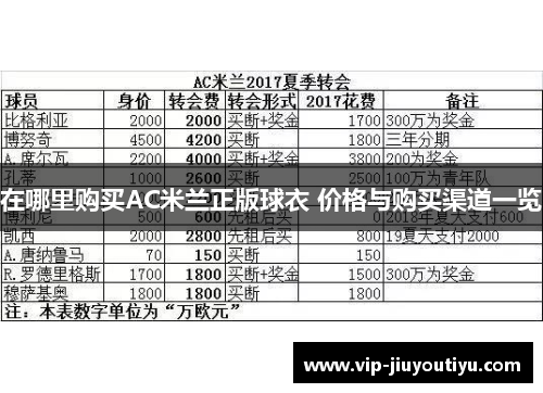 在哪里购买AC米兰正版球衣 价格与购买渠道一览